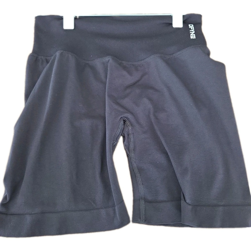 DFYNE Shorts Womens Small Black High Rise 4.5 In Scrunch Biker Yoga Gym Athletic